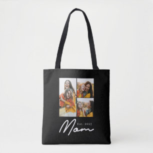 Moeder Gevestigde Script Black 3 Foto Tote Bag