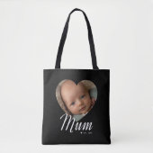 Moeder Gevestigde Script Hart Foto Zwart Tote Bag (Voorkant)