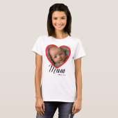 Moeder Gevestigde Script Rode Hart Foto Wit T-shirt (Voorkant volledig)