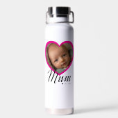 Moeder Gevestigde Script Roze Hart Foto Wit Waterfles (Achterkant)