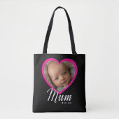 Moeder Gevestigde Script Roze Hart Foto Zwart Tote Bag (Voorkant)