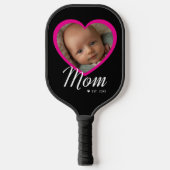 Moeder Gevestigde Script Roze Hart Foto Zwarte Car Pickleball Paddle (Voorkant)