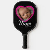 Moeder Gevestigde Script Roze Hart Foto Zwarte Car Pickleball Paddle (Achterkant)