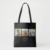 Moeder Gevestigde Script Zwart  3 Foto Boodschappe Tote Bag (Voorkant)
