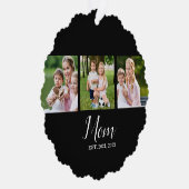 Moeder Gevestigde Script Zwart 3 Foto Ornament Kaart (Rechts)