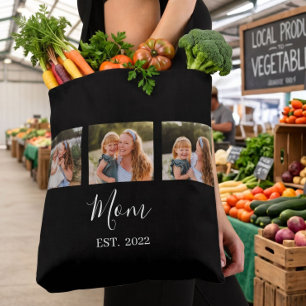 Moeder Gevestigde Script Zwart 3 Foto Tote Bag
