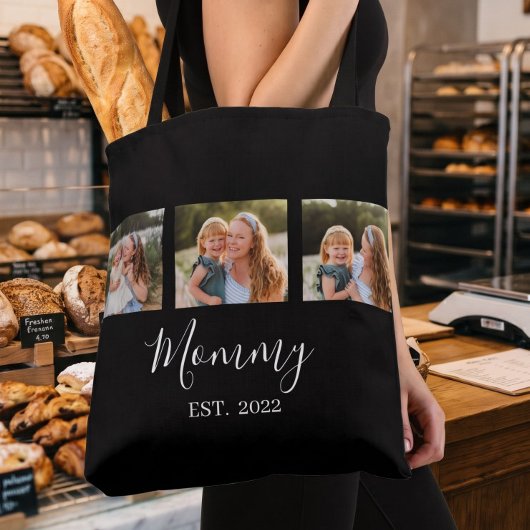 Moeder Gevestigde Script Zwart 3 Foto Tote Bag