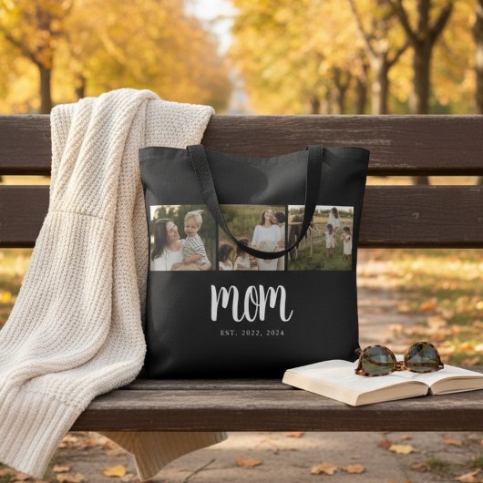 Moeder Gevestigde Script Zwart 3 Foto Tote Bag