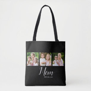 Moeder Gevestigde Script Zwart 3 Foto Tote Bag