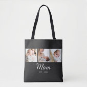 Moeder Gevestigde Script Zwart 3 Foto Tote Bag (Voorkant)
