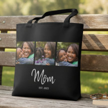 Moeder Gevestigde Script Zwart 3 Foto Tote Tas