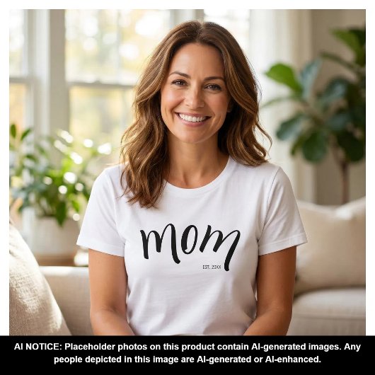 Moeder Gevestigde Script Zwart Aangepast Jaar Nieu T-shirt