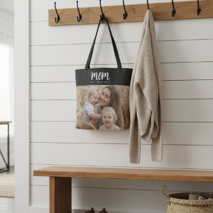 Moeder Gevestigde Script Zwart Foto Tote Bag