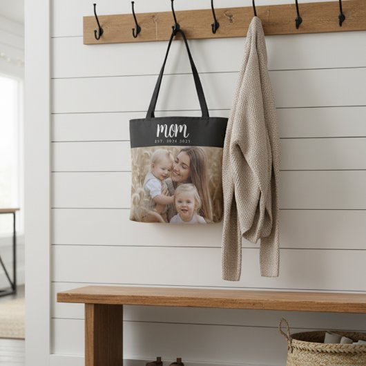 Moeder Gevestigde Script Zwart Foto Tote Bag