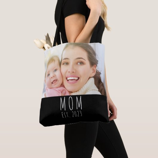 Moeder Gevestigde Script Zwart Foto Tote Bag (Dichtbij)