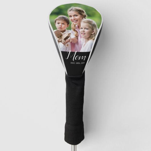 Moeder Gevestigde Script Zwarte Foto Golfheadcover (Voorkant)
