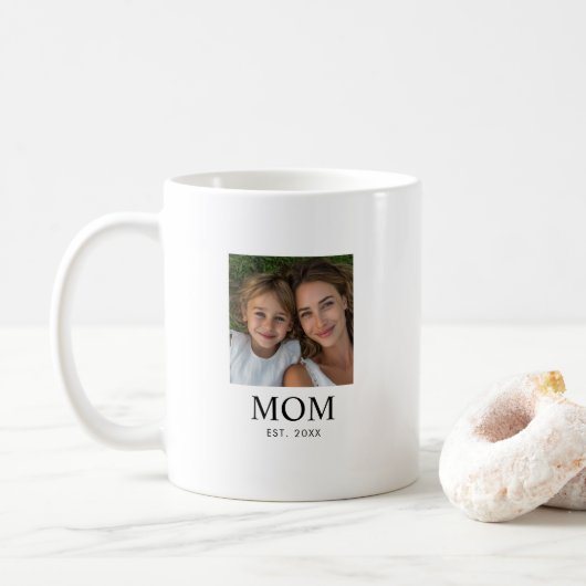 Moeder Gevestigde Script Zwarte Foto Koffiemok (Met donut)