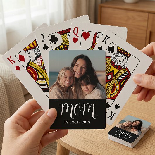 Moeder Gevestigde Script Zwarte Foto Pokerkaarten
