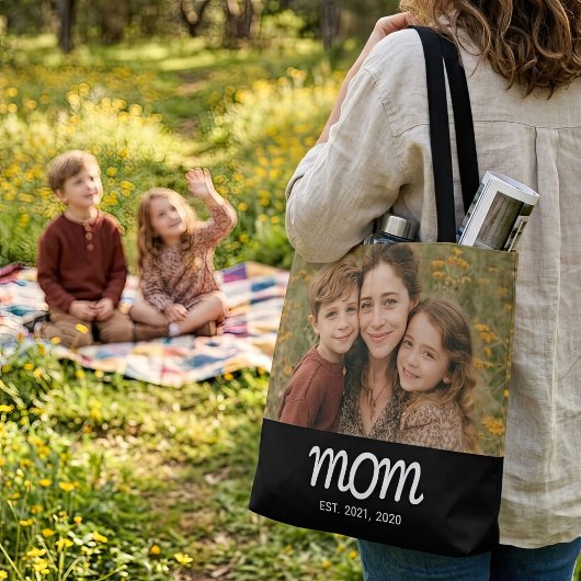 Moeder Gevestigde Script Zwarte Foto Tote Bag