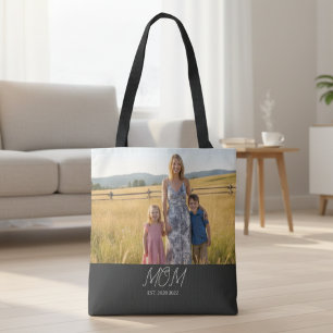 Moeder Gevestigde Script Zwarte Foto Tote Tas