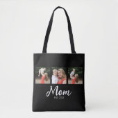 Moeder Gevestigde Scriptie Zwart 3 Foto Tote Bag (Voorkant)