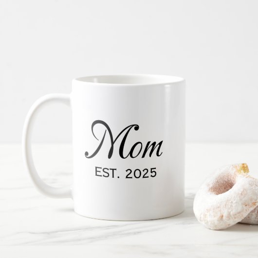 Moeder Geword Datum Gepersonaliseerd Geschenk Koffiemok (Met donut)