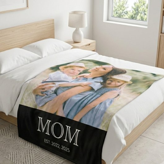Moeder Geword Foto Zwart Fleece Deken