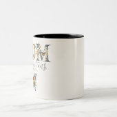 Moeder geworteld in geloof bloemenvlinders tweekleurige koffiemok (Center)