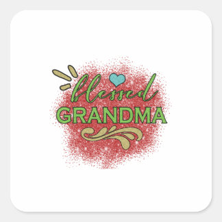 Moeder Gift Blessed Grandma Vierkante Sticker