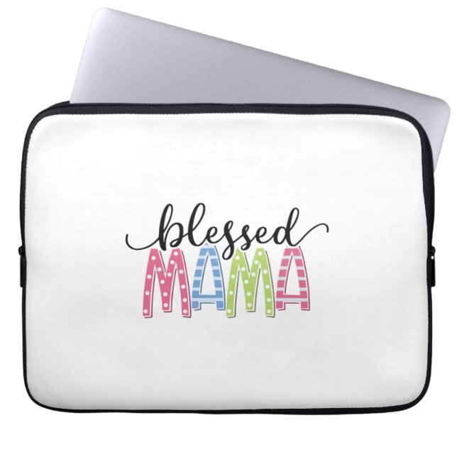 Moeder Gift Blessed Mama Laptop Sleeve (Voorkant)