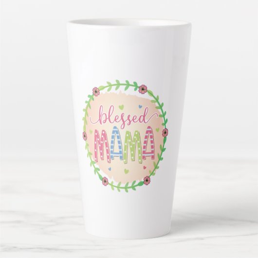 Moeder Gift Blessed Moeder Latte Mok (Voorkant)