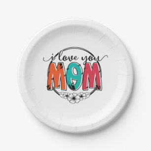 Moeder Gift Ik hou van je moeder Papieren Bordje