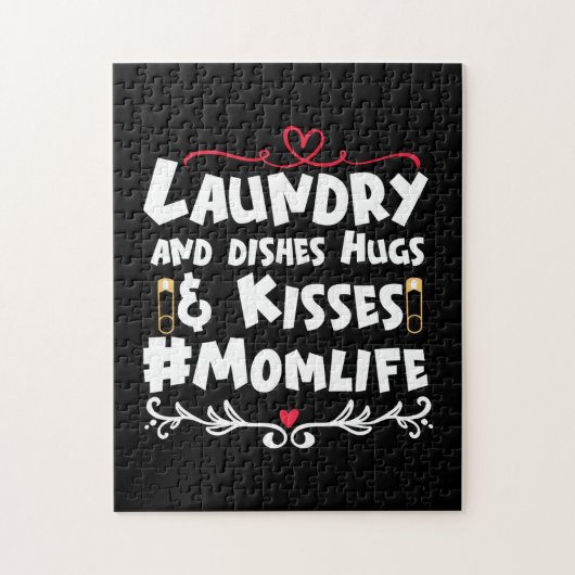 Moeder Gift Laundry Kisses Mam Life Legpuzzel (Verticaal)