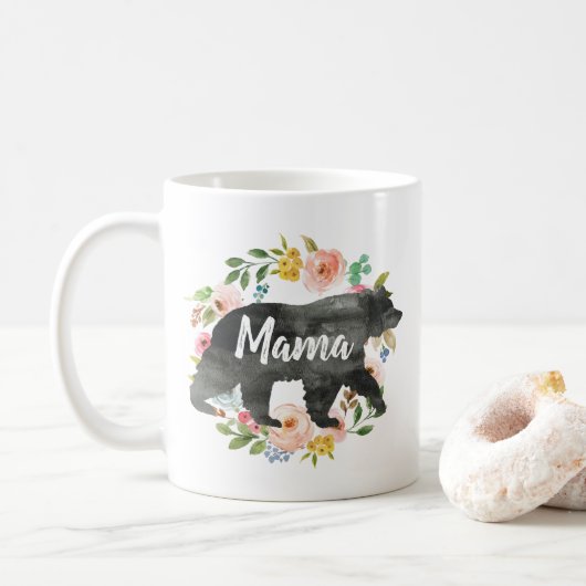 Moeder Gift Mama Beer Mam Floral Cute Flowers Koffiemok (Met donut)