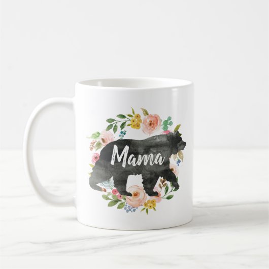 Moeder Gift Mama Beer Mam Floral Cute Flowers Koffiemok (Links)