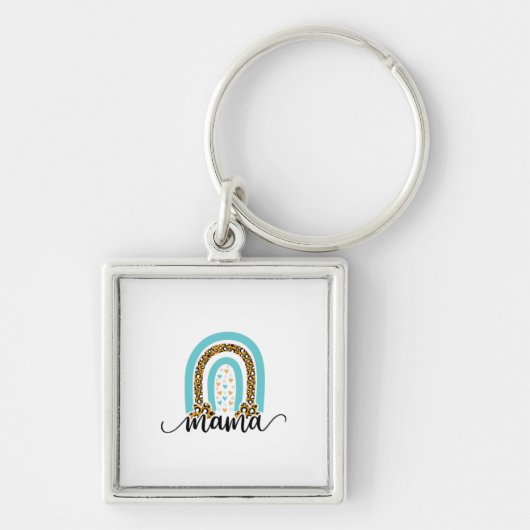 Moeder Gift Rainbow Leopard Mama Sleutelhanger (Voorkant)