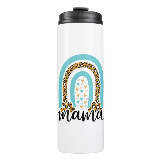 Moeder Gift Rainbow Leopard Mama Thermosbeker (Voorkant)