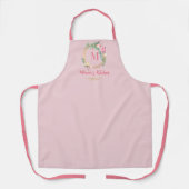 Moeder Gift Roze Blush Rozen Goud Monogram Bloemen Schort (Voorkant)