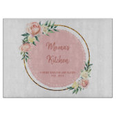 Moeder Gift Roze Goud Groen Bloemen Krans Blush Ro Snijplank (Voorkant)