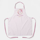 Moeder Gift Stoffig Roze Wildbloemen Goud Monogram Schort (Voorkant)