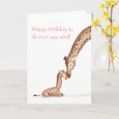 Moeder giraf en kalf verjaardagskaart voor moeder kaart (Gele Bloem)