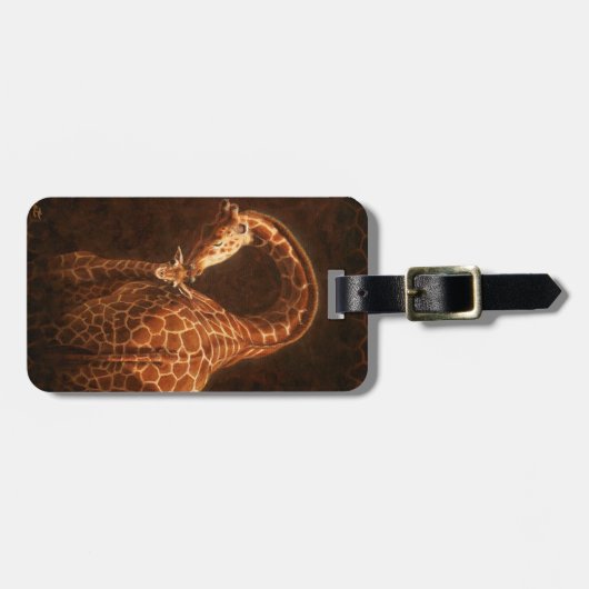 Moeder Giraffe en Baby Bagagelabel (Voorkant horizontaal)