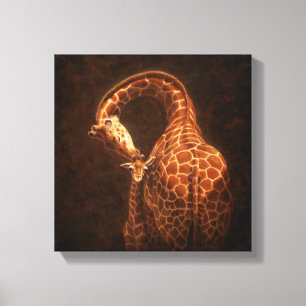 Moeder Giraffe en Baby Canvas Afdruk