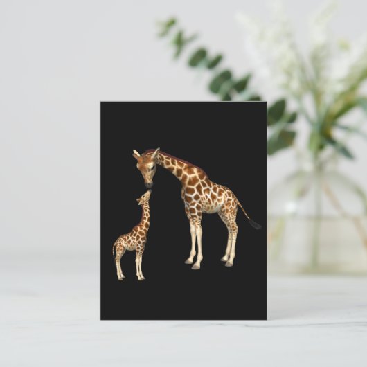 Moeder Giraffe en Baby Giraffe Briefkaart (Staand voorkant)