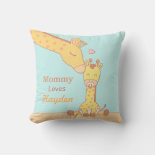 Moeder-giraffe en baby-kalf kinderkamer decor kussen