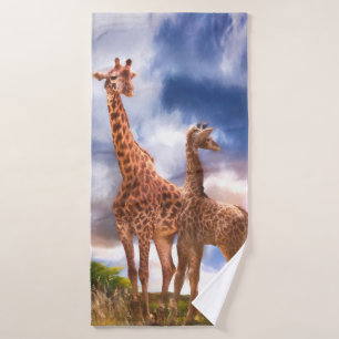 Moeder Giraffe en Baby MOMMY WAS IK OOIT ZO KLEIN? Badhanddoek