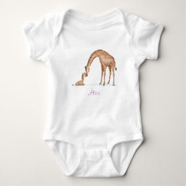 Moeder-giraffe en kalf baby body (wit) romper