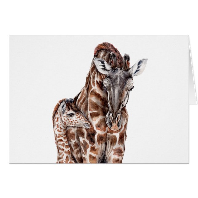 Moeder Giraffe met Baby Giraffe (Voorkant Horizontaal)