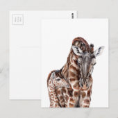 Moeder Giraffe met Baby Giraffe Briefkaart (Voorkant / Achterkant)