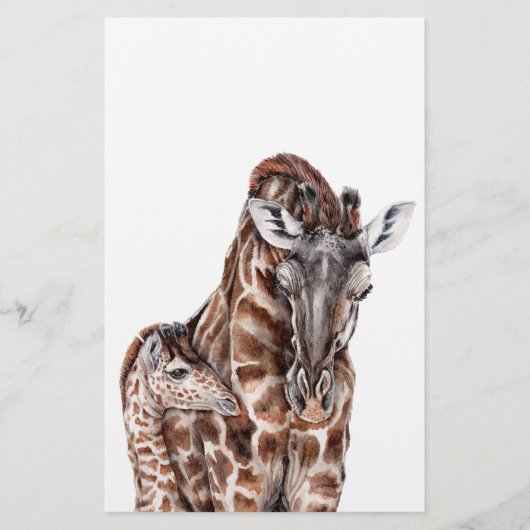 Moeder Giraffe met Baby Giraffe Briefpapier (Voorkant)